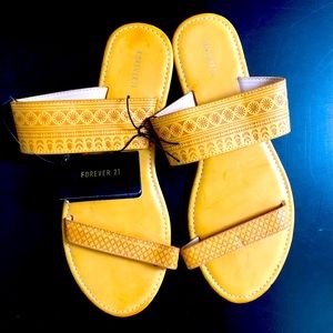 Yellow Patterned Sandals from Forever 21 New with Tags